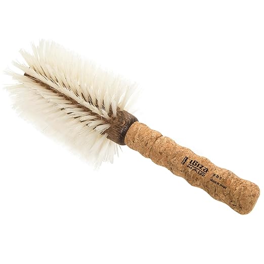 Ibiza Hair Round Boar Bristle Brush (B Series) | Blonde Bristles with Cork Handle | Ideal for Color Treated & Fine Hair | Adds Texture & Shine - B5, 80mm