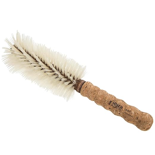Ibiza Hair Round Boar Bristle Brush (B Series) | Blonde Bristles with Cork Handle | Ideal for Color Treated & Fine Hair | Adds Texture & Shine - B7, 70mm