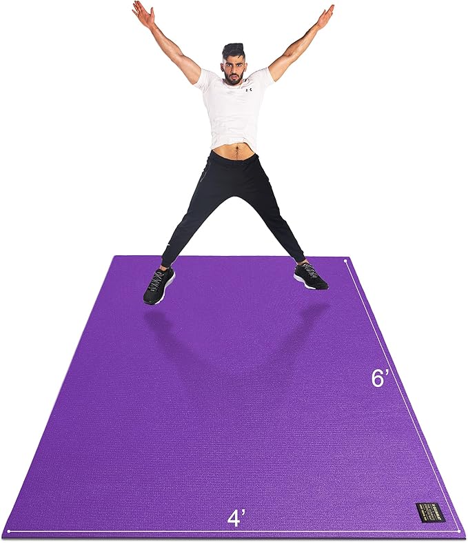 GXMMAT Large Exercise Mat 6'x4'x7mm, Thick Workout Mats for Home Gym Flooring, Purple Grey