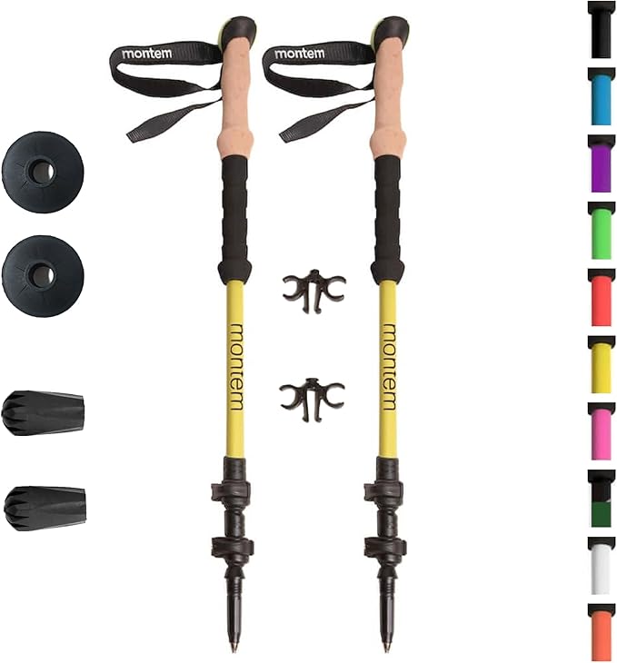 Montem Ultra Strong Hiking/Walking/Trekking Poles - One Pair (2 Poles), Yellow